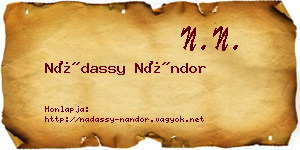 Nádassy Nándor névjegykártya